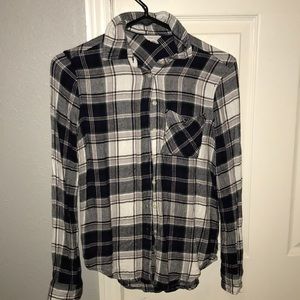 Dark blue and white plaid shirt